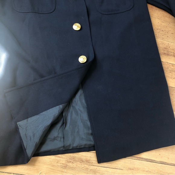 VTG Valentino Miss V Long Blazer 8 42 Navy Gold Button Lined jacket - Picture 15 of 15